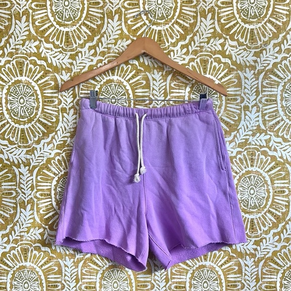 NWT RE/DONE x Hanes 80s Raw Hem French Terry Sweat Shorts In Faded Blossom Sz S - Picture 5 of 9